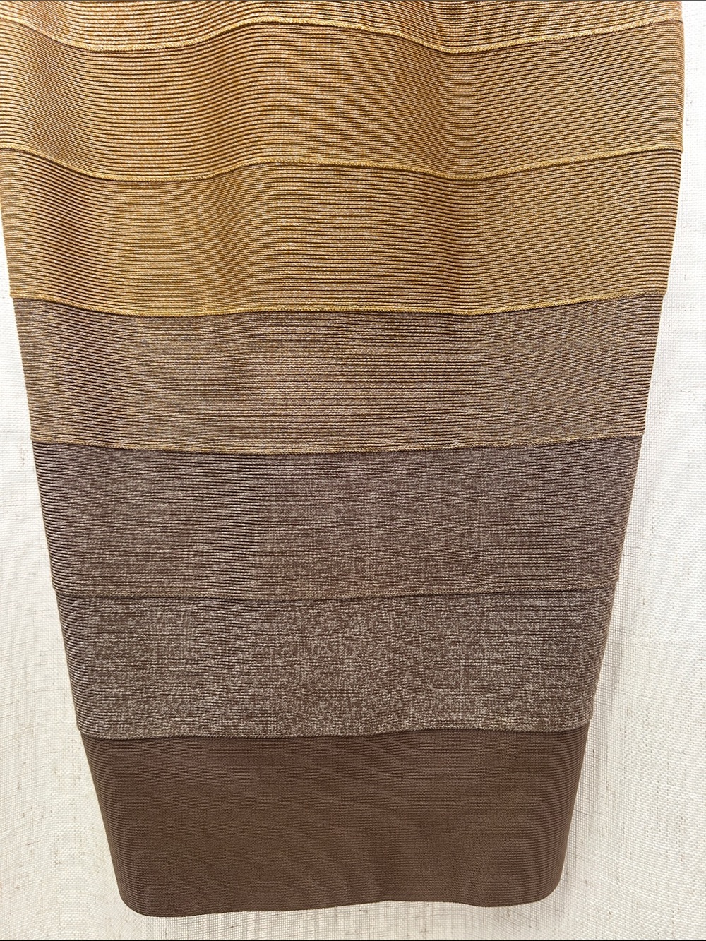 Herve Leger Signature Bandage Striped Ombre Dress in Burgundy, Coral & Tan - Picture 8 of 15